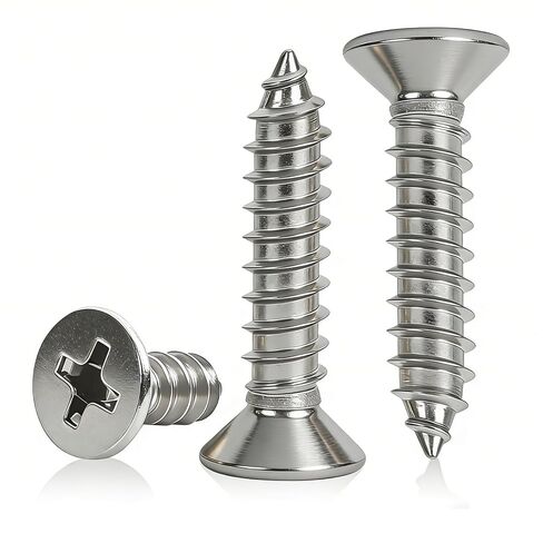 #4 x 1/2 [100 Pack] Flat Head Phillips Drive Self Tapping Screws, Sheet Metal Screws, 304 Stainless Steel (18-8), Corrosion Resistant Screws for Wood, Sheet Metal and More in Saudi Arabia