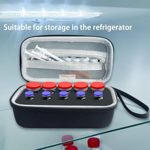 Insulin Peptide Vial Storage Case - Vial Holder for Fridge - 10 Slots Insulin Vial Case for 10ml and 3ml Vials，Black，（case only） in Kuwait