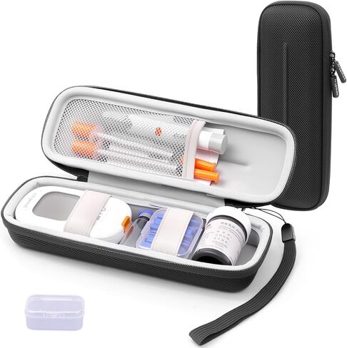 حقيبة مستلزمات مرض السكري من كريبثوس، حقيبة حمل صلبة للسفر لجهاز قياس السكر في الدم، قلم الأنسولين، الحقنة، المشارط، جهاز الوخز والمزيد، حقيبة تنظيم تخزين محمولة لمجموعة اختبار مرض السكري in Kuwait