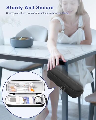 حقيبة مستلزمات مرض السكري من كريبثوس، حقيبة حمل صلبة للسفر لجهاز قياس السكر في الدم، قلم الأنسولين، الحقنة، المشارط، جهاز الوخز والمزيد، حقيبة تنظيم تخزين محمولة لمجموعة اختبار مرض السكري in Kuwait