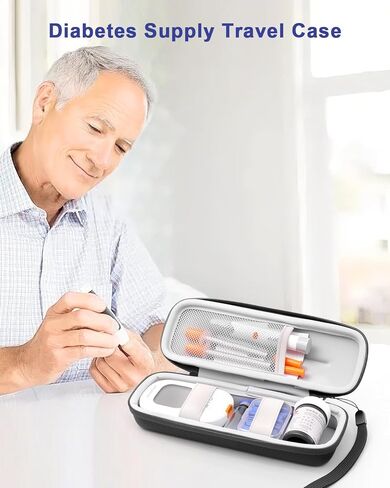 حقيبة مستلزمات مرض السكري من كريبثوس، حقيبة حمل صلبة للسفر لجهاز قياس السكر في الدم، قلم الأنسولين، الحقنة، المشارط، جهاز الوخز والمزيد، حقيبة تنظيم تخزين محمولة لمجموعة اختبار مرض السكري in Kuwait
