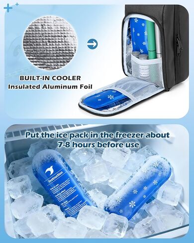 Diabetes Travel Case with 2 Ice Packs, Insulin Cooler Travel Case with Multiple Pockets and Buckle Handle, Black in Kuwait