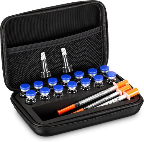 علبة ببتيد 14 × 3 مل + BAC وحافظة تحمل قوارير ماء BAC Peptide GLP1، تخزين قارورة 3 مل، سفر في الثلاجة، مع جيب شبكي (نمط دوائر متعددة) in Saudi Arabia