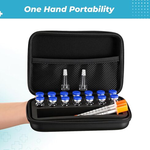 علبة ببتيد 14 × 3 مل + BAC وحافظة تحمل قوارير ماء BAC Peptide GLP1، تخزين قارورة 3 مل، سفر في الثلاجة، مع جيب شبكي (نمط دوائر متعددة) in Saudi Arabia