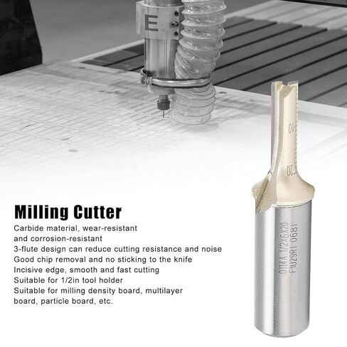 Marhynchus Carbide Milling Cutter 3 Flute Straight Shank End Mill for Woodworking 1/2in Shank for Soft Hardwood Density Board CNC Trimming Machine in Saudi Arabia