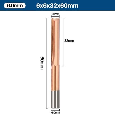 CNC Router Bits 6mm Shank Straight Milling Cutter 2 Flute Titanium Coated Carbide End Mill for MDF Acrylic Chipboard Wood(6x32mm) in Saudi Arabia