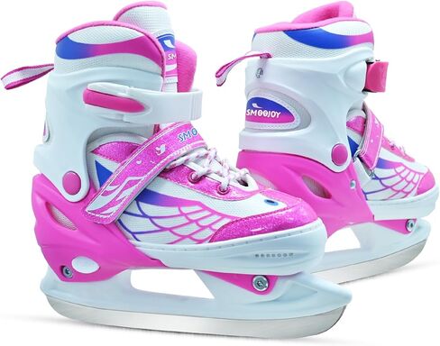 Ice Skates for Kids Girls Boys, Adjustable Kids Skates with Wing Design, Soft and Comfortable Lining Ice Skating Shoes Ages 3-12 Youth for Outdoor Indoor Rink in Kuwait