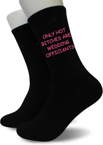Officiant Socks for Women - 'Only Bad B Are Wedding Officiants' Printed Novelty Socks, Funny Wedding Gift. (059) in Kuwait