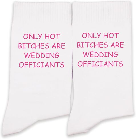 Officiant Socks for Women - 'Only Bad B Are Wedding Officiants' Printed Novelty Socks, Funny Wedding Gift. (059) in Kuwait