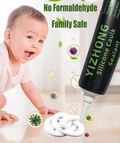 YIZHONG سيليكون مانع التسرب، أنبوب 4.2 أونصة للحمام والمطبخ، سهل الضغط والاستخدام السلس، رائحة منخفضة (شفاف - 4 أونصة) in Kuwait