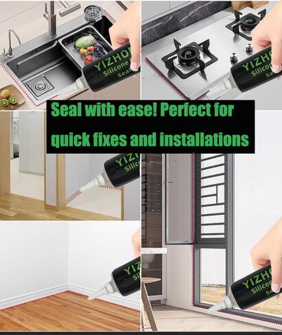 YIZHONG سيليكون مانع التسرب، أنبوب 4.2 أونصة للحمام والمطبخ، سهل الضغط والاستخدام السلس، رائحة منخفضة (شفاف - 4 أونصة) in Kuwait