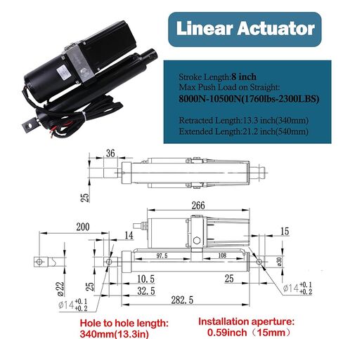 JEENDA DC 12V 8" Hydraulic Motor Heavy Duty Electric Linear Actuator 1760lbs Compatible with Dump Trailers, Lift Tables, Solar Tracking System, Wheelchair Lift,Tractors,Cleaning Vehicle in Saudi Arabia