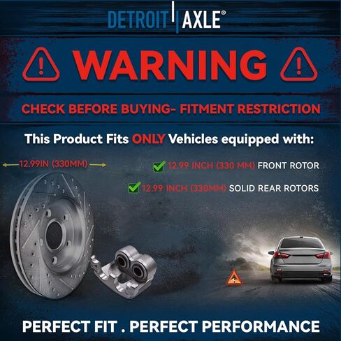 Detroit Axle - Rear Brake Kit for 2011-2020 Jeep Grand Cherokee Dodge Durango Replacement Disc Brake Rotors 2012 2013 2014 2015 2016 2017 2018 2019 Ceramic Brakes Pads : 13" inch Rotor in Saudi Arabia