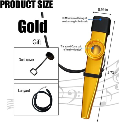 Kazoos With Kazoo Flute Diaphragms,Musical Instruments,Good Gift for Adult,A Good Companion for Ukulele, Violin, Guitar,Piano Keyboard-Gold in Saudi Arabia