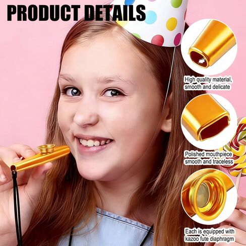 Kazoos With Kazoo Flute Diaphragms,Musical Instruments,Good Gift for Adult,A Good Companion for Ukulele, Violin, Guitar,Piano Keyboard-Gold in Saudi Arabia