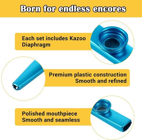24 Pack Kazoos Bulk, Metal Kazoo with 24 Pcs Kazoos Flute Diaphragms 6 Colors Musical Kazoo Instruments for Music Lover, Beginners, Playing withh Ukulele, Violin, Guitar, Piano Keyboard in Saudi Arabia
