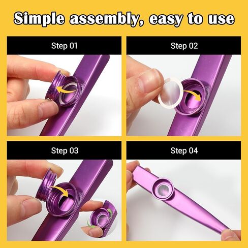 24 Pack Kazoos Bulk, Metal Kazoo with 24 Pcs Kazoos Flute Diaphragms 6 Colors Musical Kazoo Instruments for Music Lover, Beginners, Playing withh Ukulele, Violin, Guitar, Piano Keyboard in Saudi Arabia