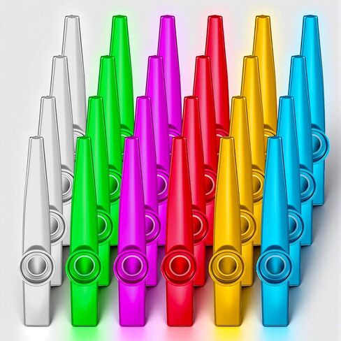24 Pack Kazoos Bulk, Metal Kazoo with 24 Pcs Kazoos Flute Diaphragms 6 Colors Musical Kazoo Instruments for Music Lover, Beginners, Playing withh Ukulele, Violin, Guitar, Piano Keyboard in Saudi Arabia