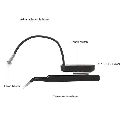 Eyelash Extension Light, Bendable Flexible Hose LED Curing Light, 1W 405nm Wavelength with Touch Control & Tweezers, Ideal for Eyelash Application in Kuwait