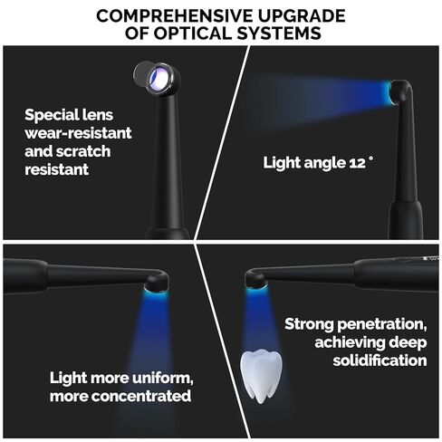 Coxo 5 in 1 LED Curing Light Wireless مع كاشف التسوس، 3000 ميجاوات/سم²، يُباع بواسطة JMU (أسود، #DB686 Halo) in Saudi Arabia