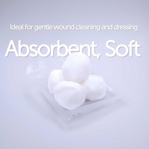 كرات شاش معقمة، 100% قطن، مغلفة بشكل فردي، قطر 1 بوصة، للاستخدام الطبي والعناية بالجروح والرعاية المنزلية، عبوة من 80 قطعة in Kuwait