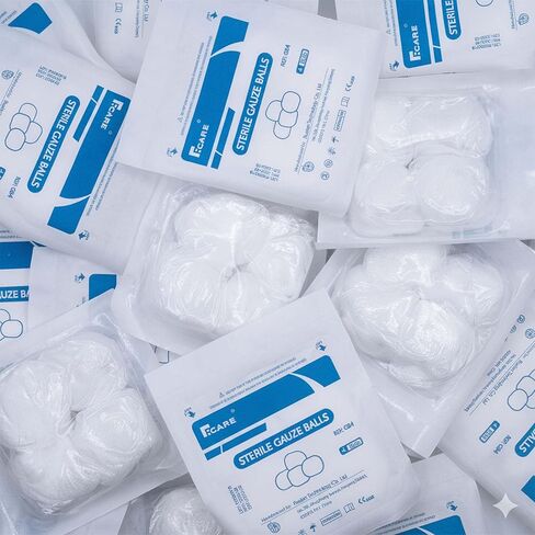كرات شاش معقمة، 100% قطن، مغلفة بشكل فردي، قطر 1 بوصة، للاستخدام الطبي والعناية بالجروح والرعاية المنزلية، عبوة من 80 قطعة in Kuwait