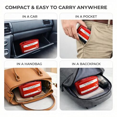 حاوية الأدوات الحادة المحمولة للسفر والاستخدام المنزلي، صندوق التخلص من الإبر بحجم الجيب لإبر قلم الأنسولين والمشارط وشرائط الاختبار، قفل بيد واحدة، حاوية التخلص من الأدوات الحادة ذات المخاطر البيولوجية (أحمر) in Kuwait