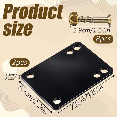 Longboard Skateboard Riser Pads, 1/8 Rubber Skateboard Risers for Preventing Wheelbite and Absorbing Impact Shock Skateboards Shock Mat with Mounting Screws and Nuts(Snow Black) in Saudi Arabia