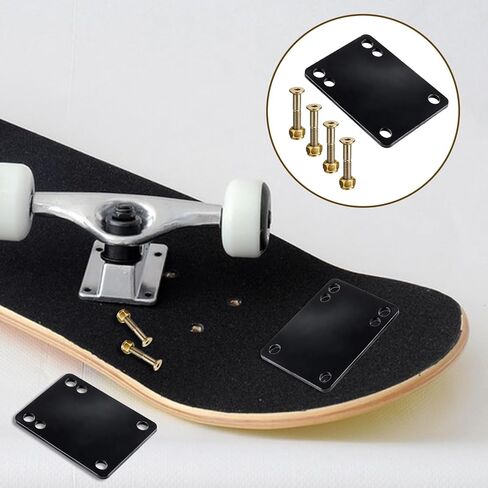 Longboard Skateboard Riser Pads, 1/8 Rubber Skateboard Risers for Preventing Wheelbite and Absorbing Impact Shock Skateboards Shock Mat with Mounting Screws and Nuts(Snow Black) in Saudi Arabia