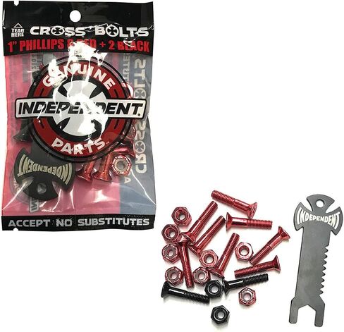 INDEPENDENT Trucks Skateboard Hardware 1" Black/Red + Tool + Black Indy Risers in Saudi Arabia