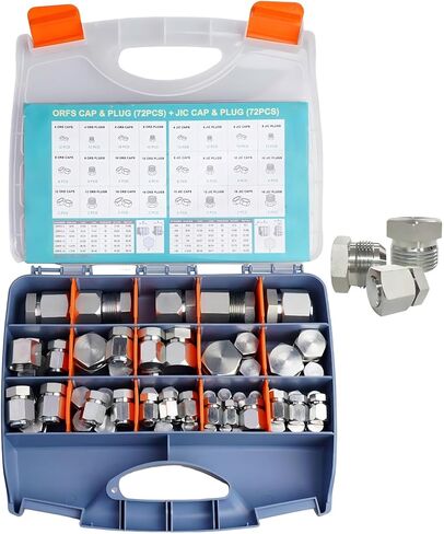 طقم غطاء وقابس JIC، مجموعة محولات من الفولاذ المجلفن 144 قطعة، تركيبات خرطوم هيدروليكية ذات خيوط دقيقة في ORFS وأحجام داش 37 درجة 4 6 8 10 12 16 in Kuwait