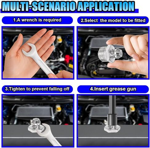 60PCS SAE Grease Fittings Kit, 1/4" 1/8" Galvanized Zerk Fittings Assortment with 45 90 Degree Straight Angled Hydraulic Grease Zerks for Automotive/Industrial Machinery/Tractors/Lawn Mowers in Saudi Arabia