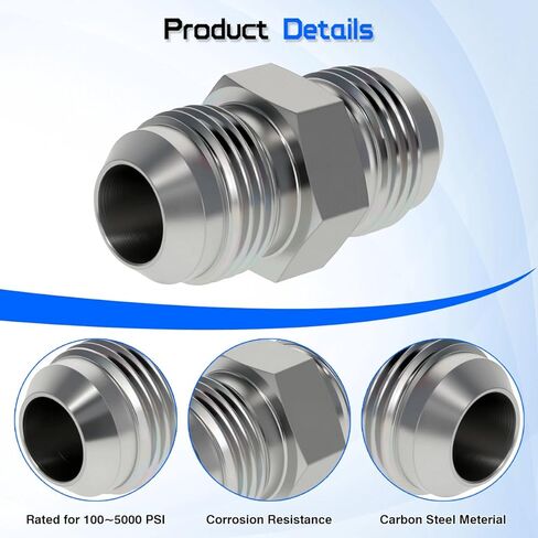 موصل خرطوم هيدروليكي 3/8 بوصة ذكر JIC (9/16 بوصة - 18 خيط) × 3/8 بوصة ذكر JIC 2403-06-06 SAE J514 قياسي، تركيب محول أنبوب مستقيم من الفولاذ الكربوني المتوهج (عبوتان) in Kuwait