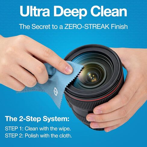 مناديل عدسة SmoTecQ للنظارات، 180 منديل تنظيف النظارات ملفوف بشكل فردي مع قطعتين من القماش من الألياف الدقيقة للحصول على لمسة نهائية خالية من الخطوط، آمنة للعدسات المغلفة والشاشات وعدسات الكاميرا in Kuwait