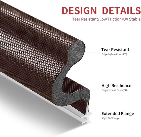 40 Feet Kerf Door Weather Stripping Seal With 8 PCS Corner Seals, Long Reach V-Shaped Strip for Frame Insulation and Soundproofing Large Gaps (Brown) in Saudi Arabia