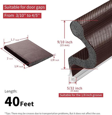 40 Feet Kerf Door Weather Stripping Seal With 8 PCS Corner Seals, Long Reach V-Shaped Strip for Frame Insulation and Soundproofing Large Gaps (Brown) in Saudi Arabia