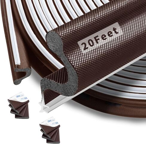 40 Feet Kerf Door Weather Stripping Seal With 8 PCS Corner Seals, Long Reach V-Shaped Strip for Frame Insulation and Soundproofing Large Gaps (Brown) in Saudi Arabia