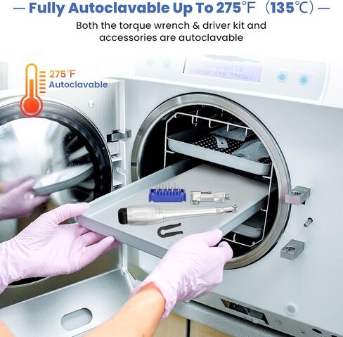 Implant Universal Hex Driver Screw Screwdriver Kit, with (5-35N.Cm) 7 Kinds of Torque +16 Universal Screws, Metal Plate Lock Design, Dual Head Design, for Dental Clinic in Kuwait