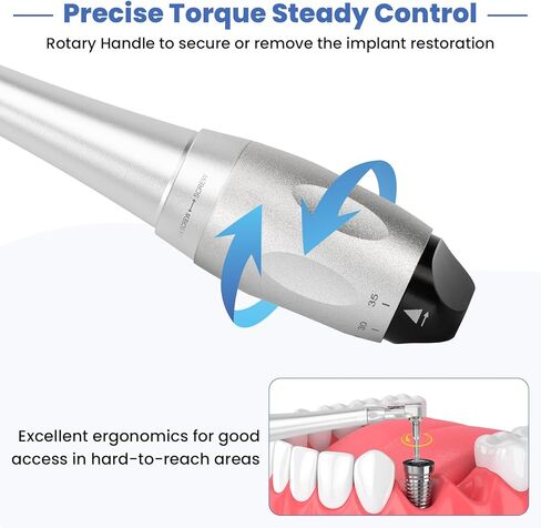 Implant Universal Hex Driver Screw Screwdriver Kit, with (5-35N.Cm) 7 Kinds of Torque +16 Universal Screws, Metal Plate Lock Design, Dual Head Design, for Dental Clinic in Kuwait