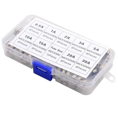 72 قطعة 6X30 مللي متر الزجاج فيوز 0.5A 1A 2A 3A 5A 10A 15A 20A 30A 6x30 مللي متر فيوز عينة صندوق مع حامل in Kuwait