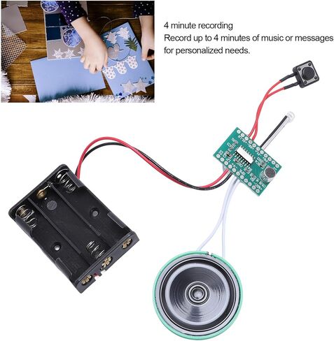 Recordable Sound Module, DIY Music Voice Recording Module Chip with Speaker, Can Recording 4 Minutes for Personalized Greetings, Holiday Crafts Cards in Saudi Arabia