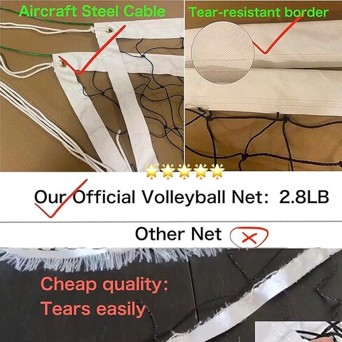 شبكة كرة طائرة احترافية للاستخدام الخارجي شديدة التحمل مع جزء علوي من كابل فولاذي للطائرات، وحدود مخيطة، وشبكات كرة طائرة تنظيمية للشاطئ في الفناء الخلفي للمدرسة in Kuwait