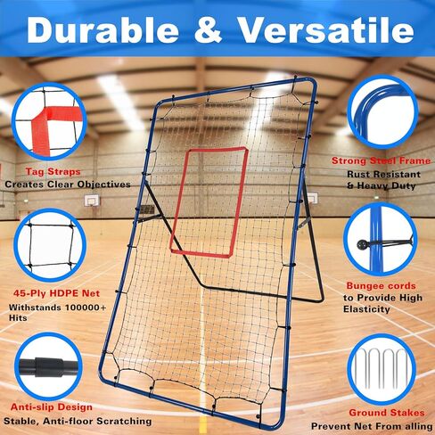 Volleyball Rebounder Net,7x4FT Bounce Back Training Equipment with 5 Adjustable Angles, Volleyball Practice Net for Bumping & Spiking, Lacrosse Baseball Soccer Trainer for Backyard in Kuwait
