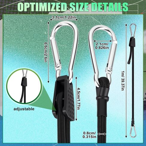 Junkin 4 Pack Volleyball Net Tension Straps 39.4 Inches Adjustable Bungee Cords with Stainless Steel Snap Hook Heavy Duty Volleyball Net Tie Down Straps for Outdoor Backyard Beach Sport Tension in Saudi Arabia