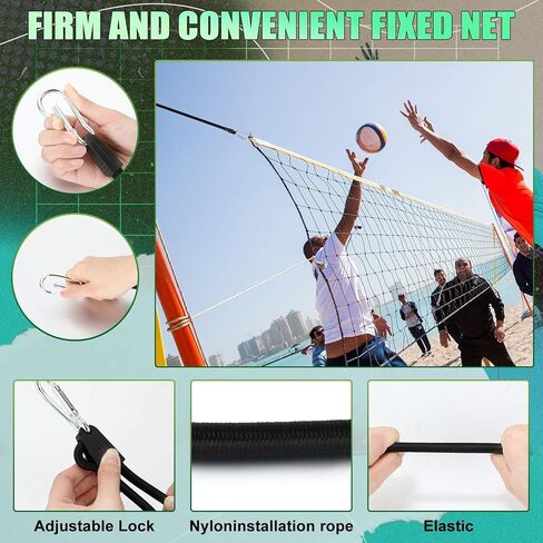 Junkin 4 Pack Volleyball Net Tension Straps 39.4 Inches Adjustable Bungee Cords with Stainless Steel Snap Hook Heavy Duty Volleyball Net Tie Down Straps for Outdoor Backyard Beach Sport Tension in Saudi Arabia