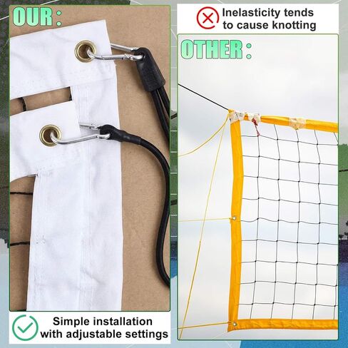 Junkin 4 Pack Volleyball Net Tension Straps 39.4 Inches Adjustable Bungee Cords with Stainless Steel Snap Hook Heavy Duty Volleyball Net Tie Down Straps for Outdoor Backyard Beach Sport Tension in Saudi Arabia