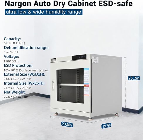 NARGON 1-20% RH 140L الخزانة الجافة الإلكترونية، خزانة المجفف ESD لتخزين العدسات البصرية، تجميعات РСВ، الرقاقة، المكونات الإلكترونية، أشباه الموصلات، المواد الكيميائية المخبرية، الموديل NMC141C in Kuwait