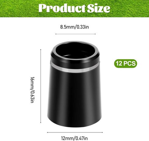 Black Golf Ferrules Compatible with Irons, 12 Pcs 0.335 Inch Tip Irons Shaft Golf Club Shafts Sleeve Adapter Black Golfs Iron ferrules with Single Silver Ring for All Iron Shaft in Saudi Arabia