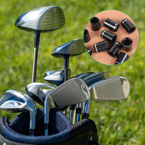 Black Golf Ferrules Compatible with Irons, 12 Pcs 0.335 Inch Tip Irons Shaft Golf Club Shafts Sleeve Adapter Black Golfs Iron ferrules with Single Silver Ring for All Iron Shaft in Saudi Arabia