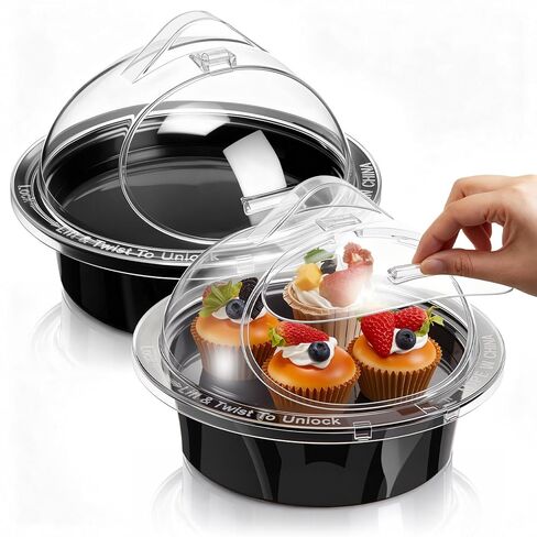 Sawysine 6-Piece Acrylic 10'' x 8.3'' Take-to-Serve Sample Dome Set Round Clear Food Service Sample Display Stands for Grocery Store Bar Bakery Supermarket Restaurant Trade Show Sampling in Saudi Arabia